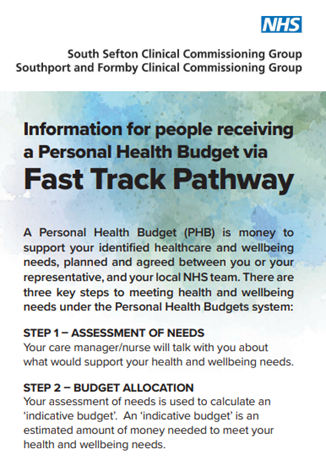 Download this leaflet - personal health budgets fast track pathway